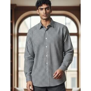 Duck Head Men's Button Down Shirt 2XL Gray Plaid Preppy College Wrinkle Free